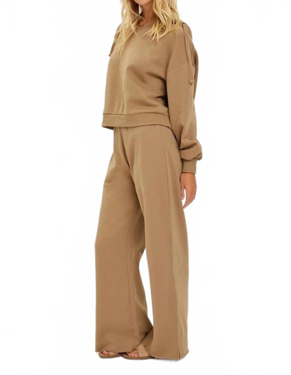 NEW RISEN pull-on jogger and long sleeve hoodie set in mocha
